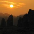 Sunset over standing stones